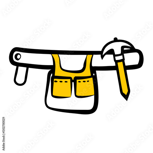 Tool belt icon designed for construction and handyman activities featuring pockets for tools and a hammer