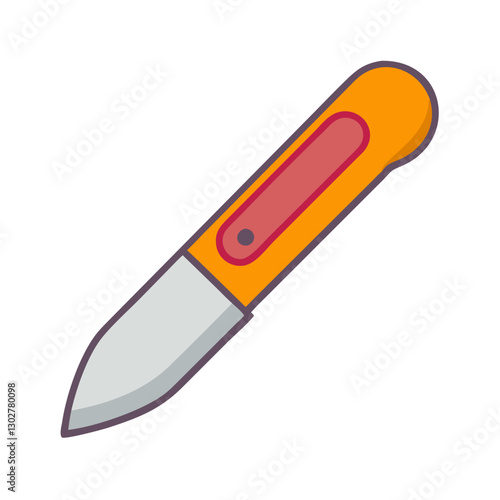Utility knife vector icon with a sleek design displaying a sharp blade and brightly colored handle suitable for various cutting tasks