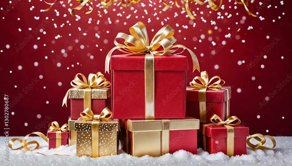 Fototapeta premium Gift box with curled ribbon decoration