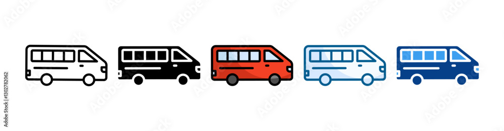 Minibus Icon Set Multiple Style Collection Minibus Icon Set Multiple Style Collection