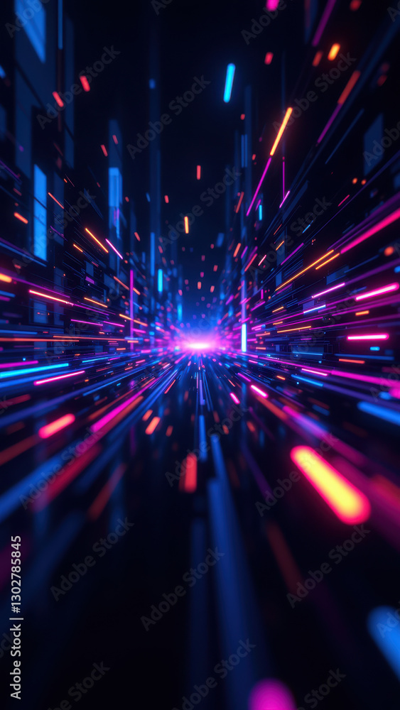 Naklejka premium Digital art featuring abstract cloud-like forms with vibrant colors, symbolizing a network or cloud computing concept, relevant to DevOps and cloud services.