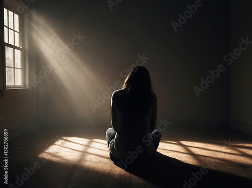 A Woman’s Struggle with Loneliness and Despair Isolated in the Dark