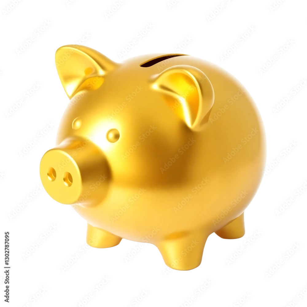 Golden piggy bank isolated on transparent background Golden piggy bank isolated on transparent background