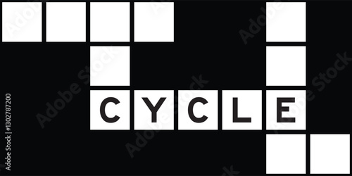 Alphabet letter in word cycle on crossword puzzle background