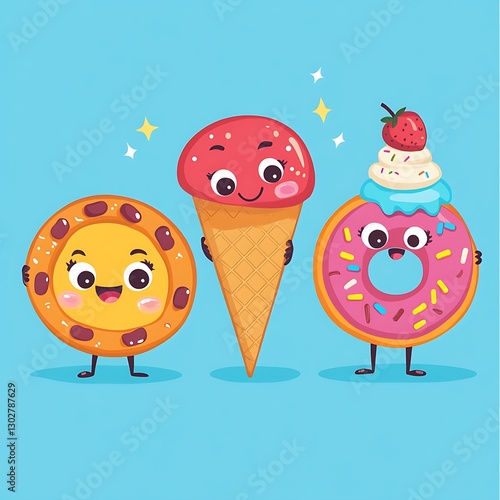 cartoon-style food characters