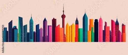 LGBTQ Infographics concept. Vibrant Cityscape Showcasing Colorful Urban Skyline and Modern Architecture