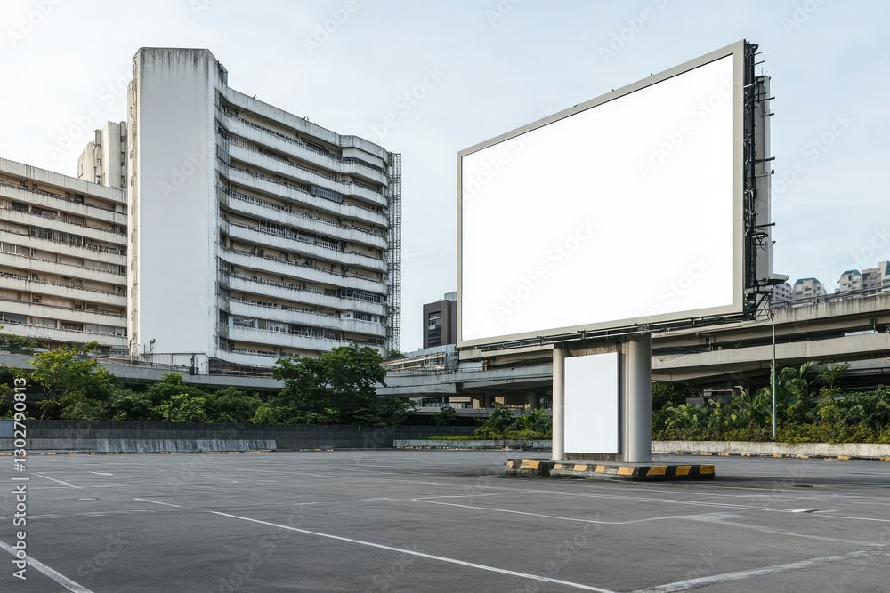 Mock Up Grey Background Billboard on Parking Lot Building Clipping Path for Mockup Mock Up Grey Background Billboard on Parking Lot Building Clipping Path for Mockup