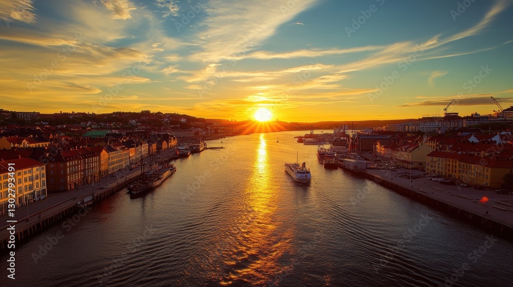 Gothenburg at Dusk: A Scenic Panorama of the City During Sunset, Perfect for Tourists and Holiday Makers in Scandinavia Gothenburg at Dusk: A Scenic Panorama of the City During Sunset, Perfect for Tourists and Holiday Makers in Scandinavia
