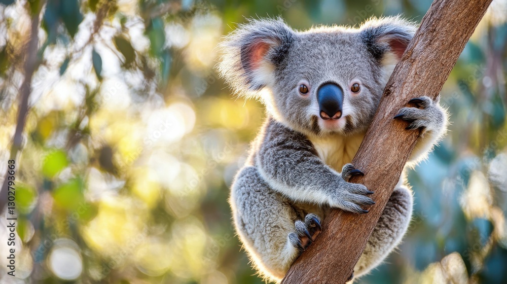 Fototapeta premium Adorable Koala Sitting on a Tree Branch in Natural Environment