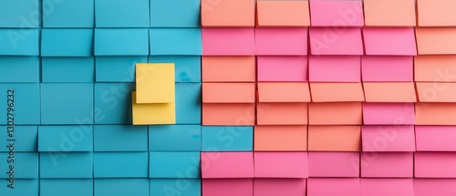 Sticky note infographics concept. Colorful Geometric Cube Pattern Backdrop for Business Planning and Organization