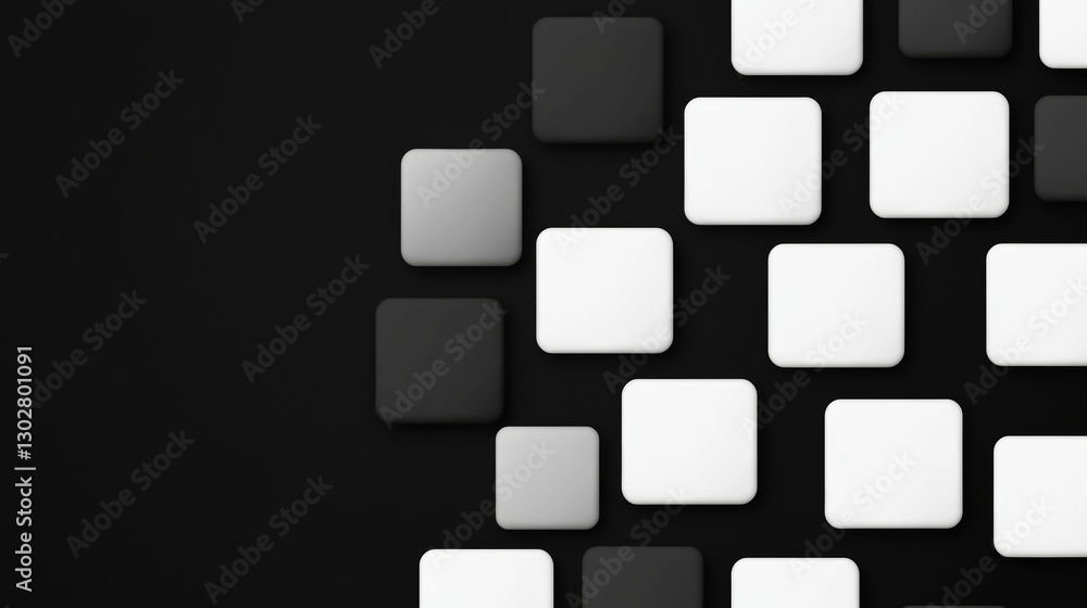 Abstract Black and White Geometric Pattern with Square Tiles Abstract Black and White Geometric Pattern with Square Tiles