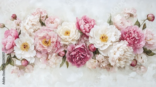 Delicate Pink and White Peonies Floral Arrangement