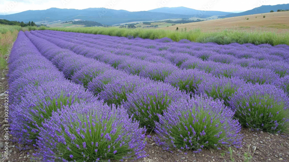 Fototapeta premium Lavender Field Flowers: A Vibrant Rural Landscape of Purple Blooms and Natural Beauty