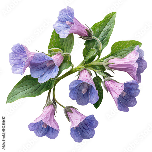 Pulmonaria Flower isolated on transparent background