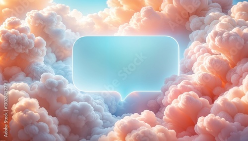 Futuristic Speech Bubble Floating in Soft Clouds