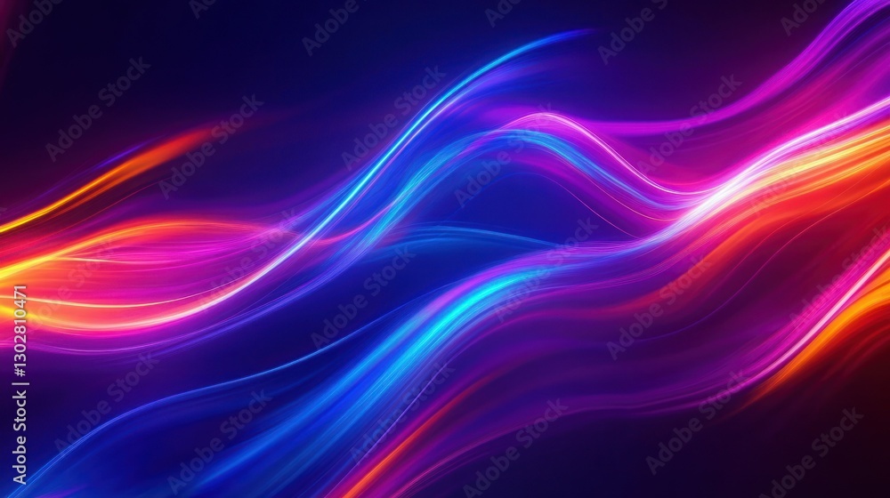 Vibrant abstract light waves flowing across a dark background, creating a dynamic visual effect Vibrant abstract light waves flowing across a dark background, creating a dynamic visual effect