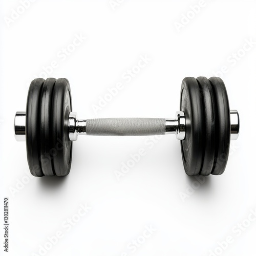 Dumbbell for Fitness and Strength Training Equipment Black Weights Isolated Bodybuilding Exercise Tool photo