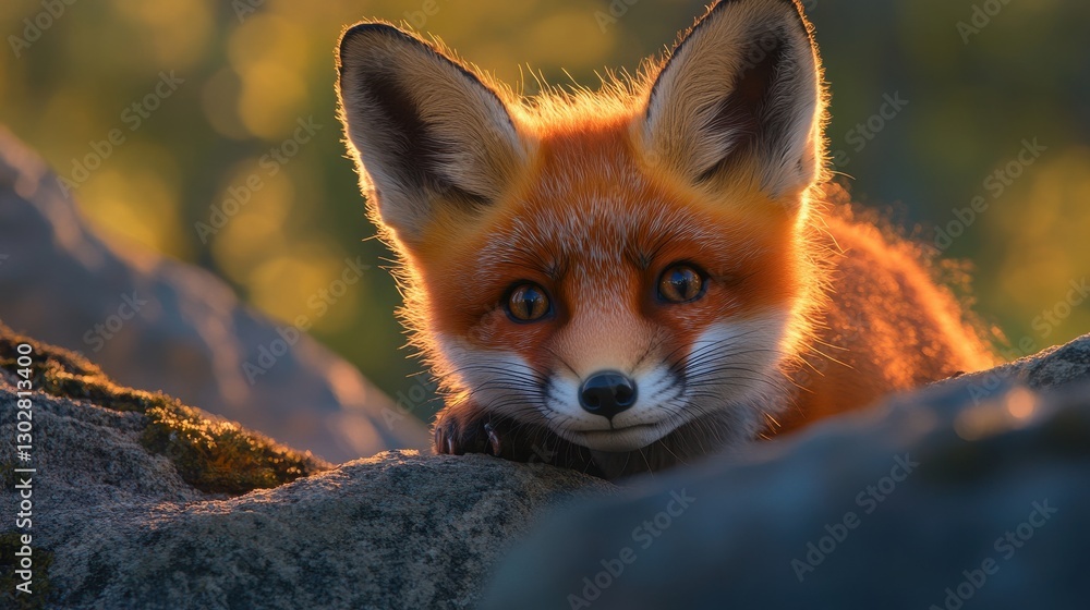 Obraz premium Fox Portrait with Vibrant Fur and Soft Background in Nature