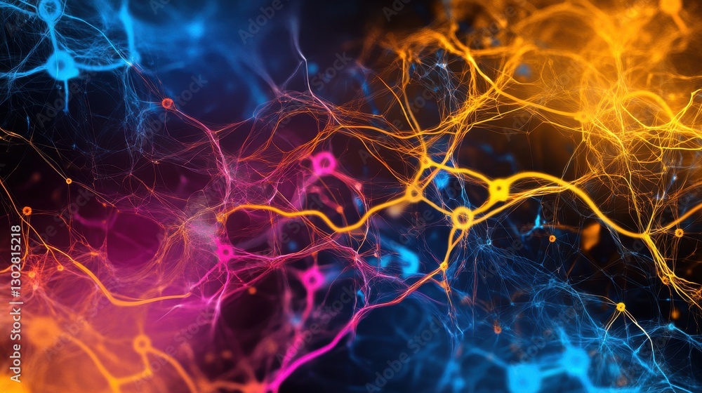 Digital ai background concept and artificial neural network technology process. Colorful abstract neural network design with glowing connections. Digital ai background concept and artificial neural network technology process. Colorful abstract neural network design with glowing connections.