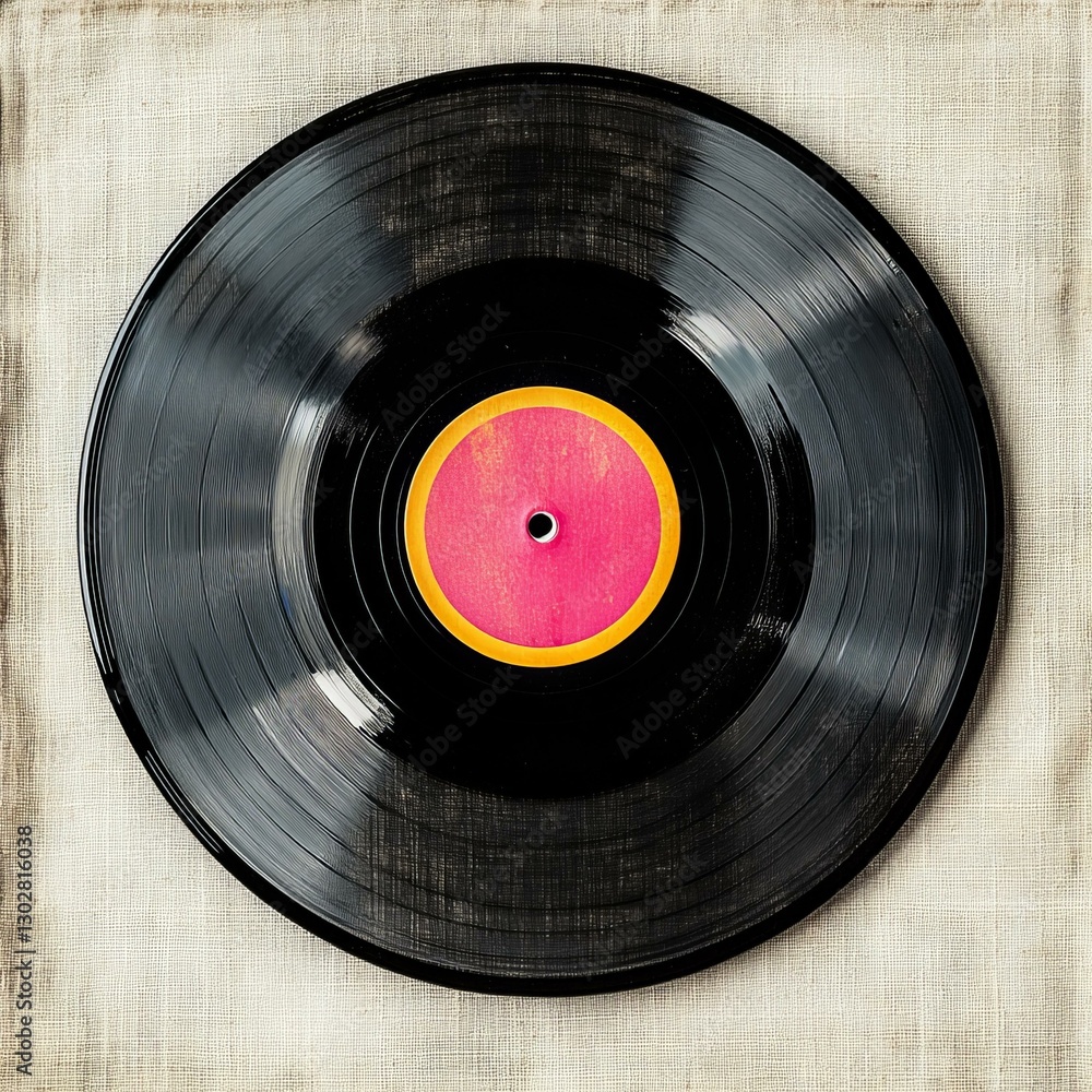 Obraz premium Vintage record placed on a clean white background highlighting its circular shape and textured surface