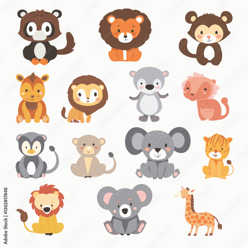 cute, animal, character, vector, cartoon, illustration, happy, set, design, graphic, funny, baby, zoo, art, adorable, background, collection, giraffe, children, isolated, lion, child, bear, print, wil cute, animal, character, vector, cartoon, illustration, happy, set, design, graphic, funny, baby, zoo, art, adorable, background, collection, giraffe, children, isolated, lion, child, bear, print, wil
