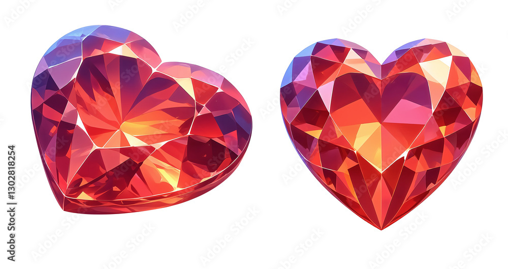 Heart-Shaped Red Gemstones on Transparent Background for Romantic Jewelry Art Heart-Shaped Red Gemstones on Transparent Background for Romantic Jewelry Art