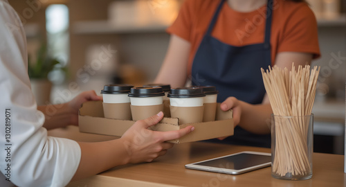 Coffee Order Pickup at Cafe