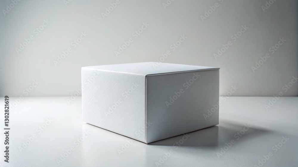 White Textured Cardboard Box Mockup: Blank Packaging on White Background for Product Presentation White Textured Cardboard Box Mockup: Blank Packaging on White Background for Product Presentation