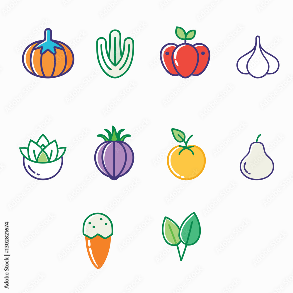Fototapeta premium Line icons about ESG, The set contains icons: Broccoli, Cauliflower, Carrot, environmental social governanc, Icon Symbol