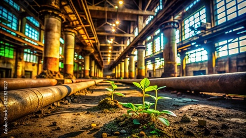 Wallpaper Mural Young Seedlings Thrive in Nutrient-Rich Soil at a Fertilizer Plant - Urban Exploration Photography Torontodigital.ca