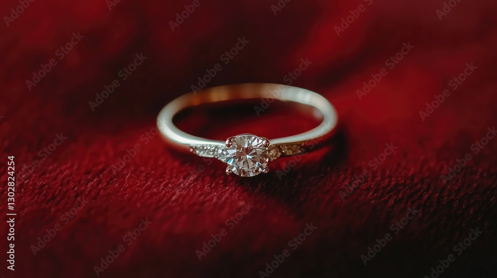 A sophisticated white gold engagement ring with a diamond, resting on a luxurious velvet background, with soft lighting highlighting its brilliance. A sophisticated white gold engagement ring with a diamond, resting on a luxurious velvet background, with soft lighting highlighting its brilliance.
