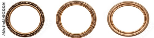 Triptych of Oval Gold Frame...