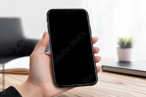 Black Smartphone Mockup Han...