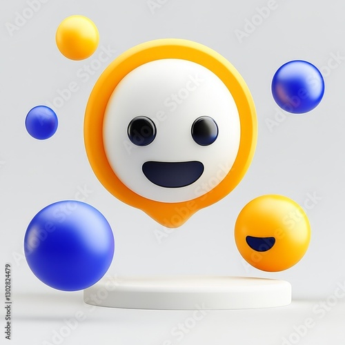 3D Rendered Happy Emoji wit...