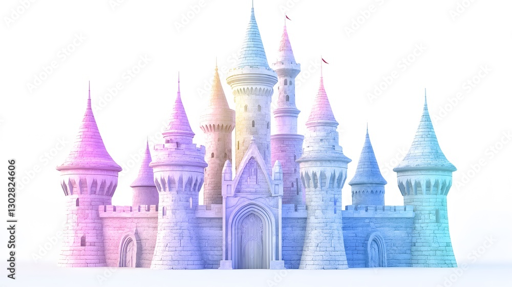 Fototapeta premium Fantasy Castle with Colorful Towers and Dreamlike Atmosphere