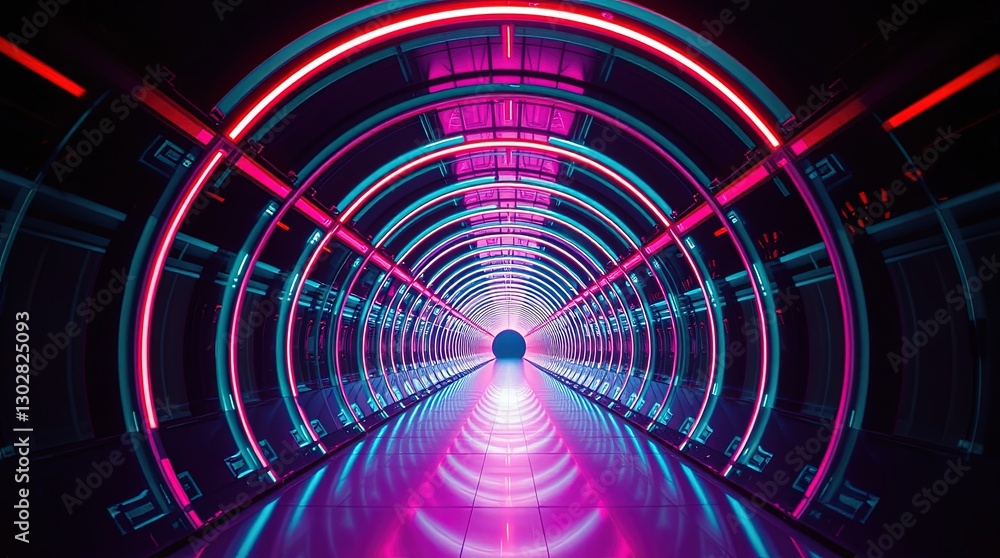 Dark blue and purple circular tunnel with neon lights for sci-fi projects, tech presentations, digital art, and futuristic marketing materials Dark blue and purple circular tunnel with neon lights for sci-fi projects, tech presentations, digital art, and futuristic marketing materials