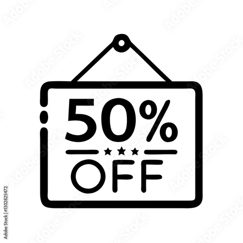 Special promotion sign with fifty percent off offer designed in a clean vector style for retail advertisements and marketing materials