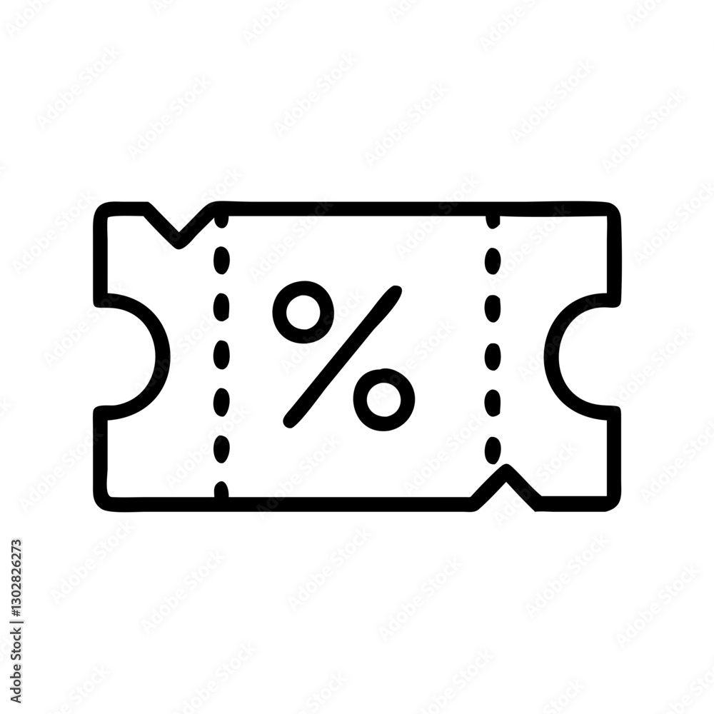 Discount ticket vector icon for promotional events and offers designed to attract customers and enhance sales Discount ticket vector icon for promotional events and offers designed to attract customers and enhance sales