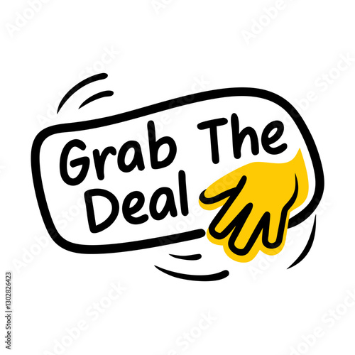 Catch exclusive offers with grab the deal vector icon, a bright yellow hand symbol encouraging users to seize special promotions effortlessly