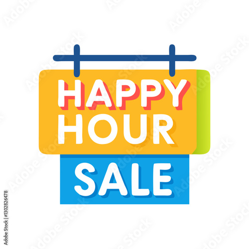 Enjoy discounted drinks during happy hour sale at your favorite bar with this vibrant vector icon sign inviting patrons to join in on the fun