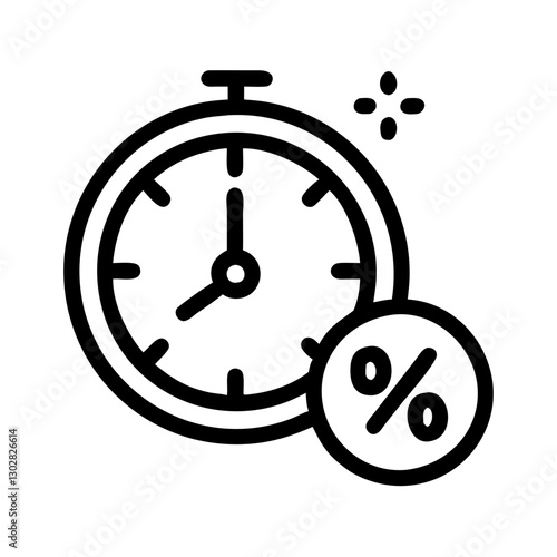 Limited time offer icon depicting a stopwatch with a percentage symbol indicating urgency for promotions and discounts