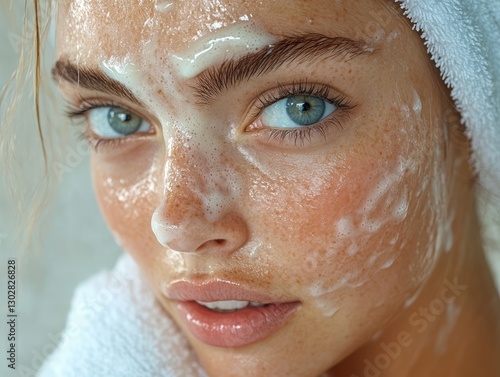 Evening Routine of Woman Applying Nourishing Facial Mask