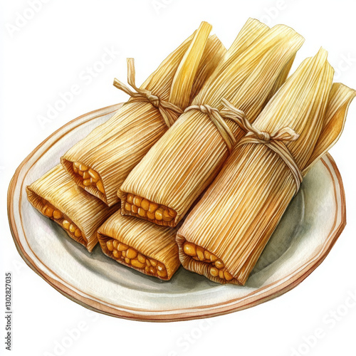 Wallpaper Mural Delicious tamales wrapped in corn husks on plate, perfect for sharing Torontodigital.ca
