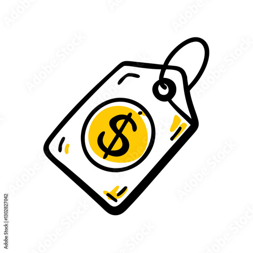 Vector icon representing a price check with a dollar sign on a tag, ideal for financial or retail applications