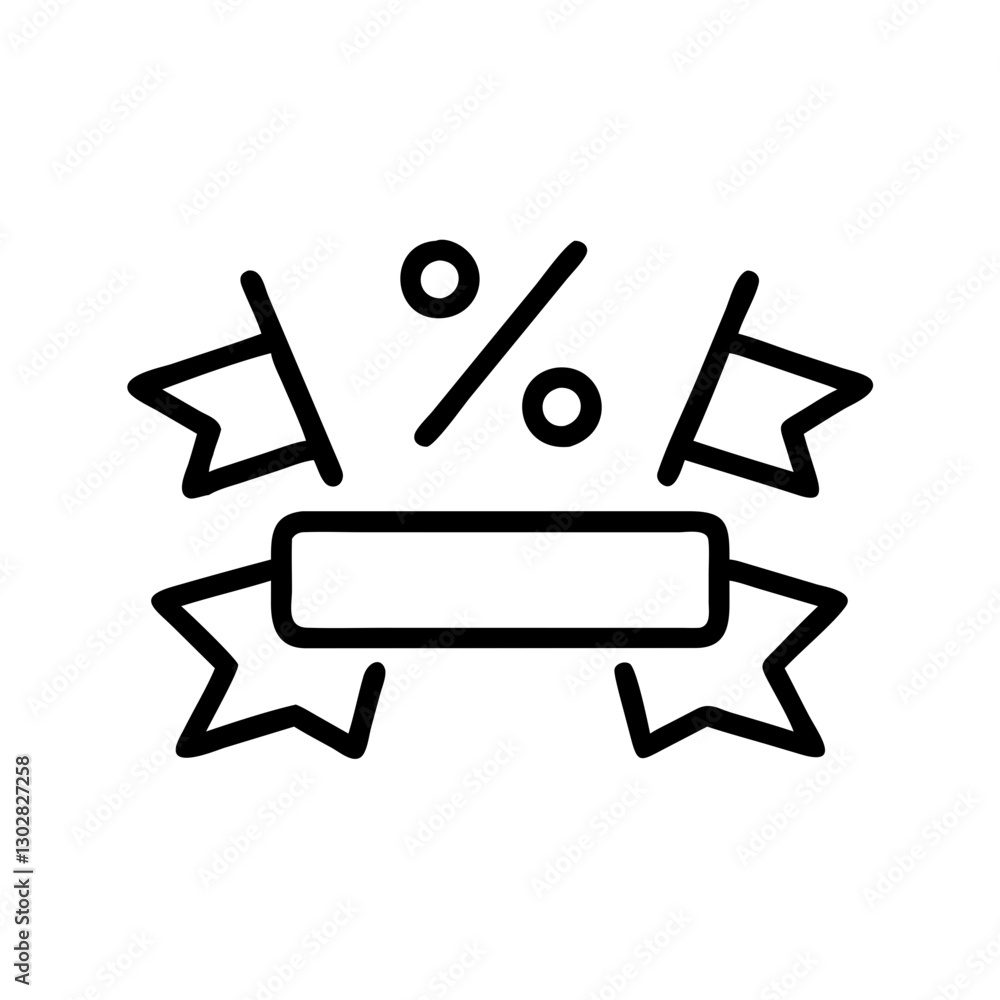 Eye-catching promotional banner featuring icons of flags and percentage signs for marketing campaigns Eye-catching promotional banner featuring icons of flags and percentage signs for marketing campaigns