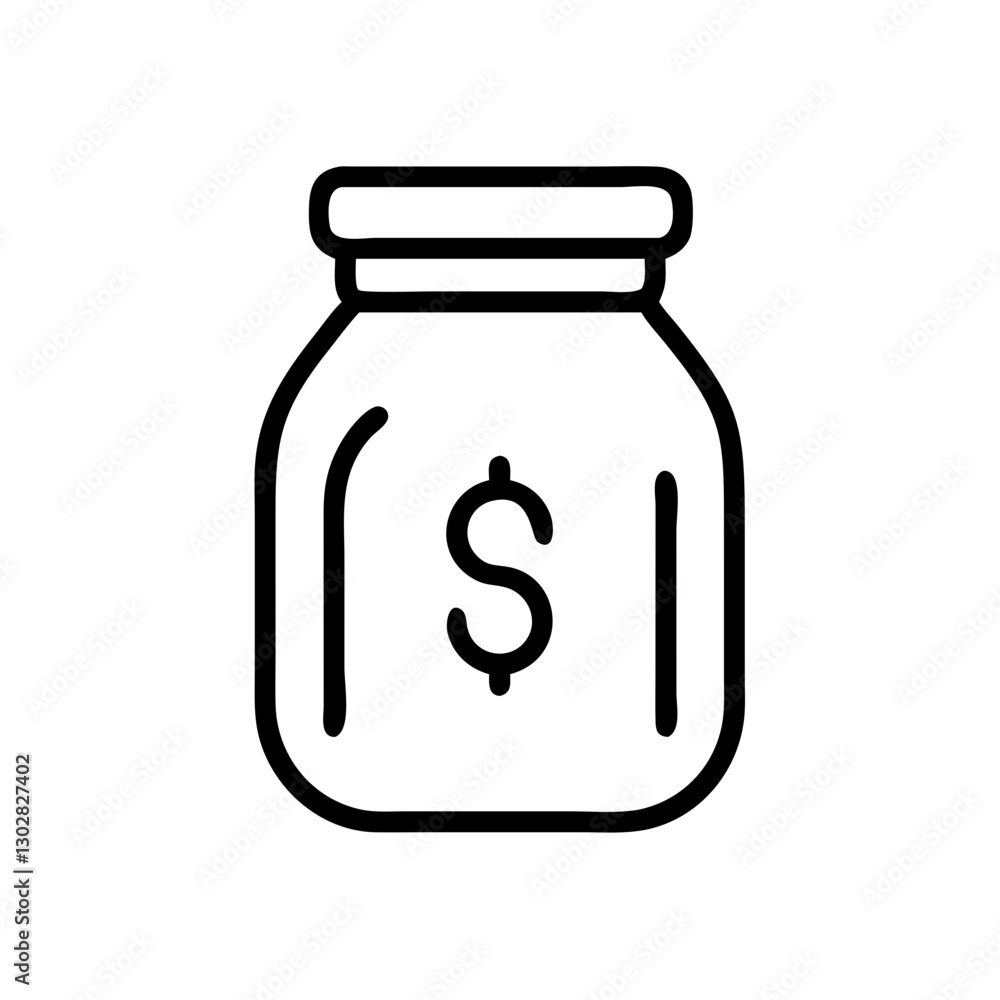 Illustration of a savings jar icon designed to symbolize financial planning, budgeting, and savings management for future goals Illustration of a savings jar icon designed to symbolize financial planning, budgeting, and savings management for future goals