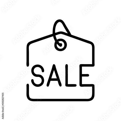 Seasonal sale icon illustrating a simple tag design with bold text emphasizing discount offers for shoppers looking for great deals