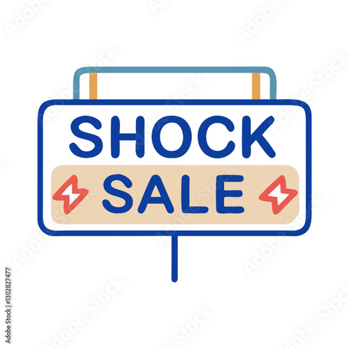 Exciting shock sale sign featuring bold lettering and vibrant colors on display in a retail environment to attract customers