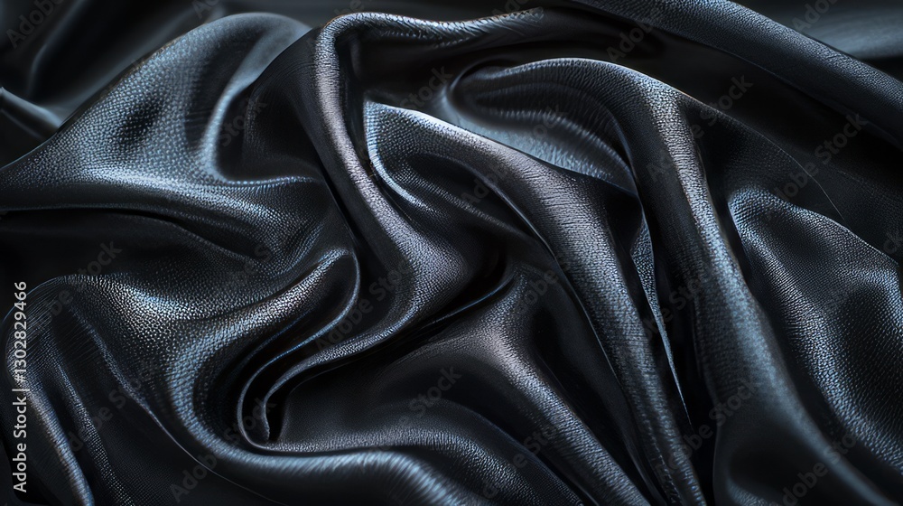 Fototapeta premium A close-up of luxurious dark gray silk fabric, showcasing its intricate texture and delicate folds, creating an atmosphere of mystery and elegance