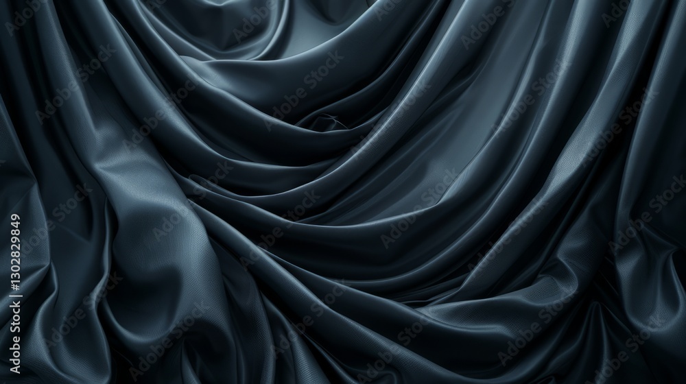 Obraz premium A close-up of luxurious dark gray silk fabric, showcasing its intricate texture and delicate folds, creating an atmosphere of mystery and elegance